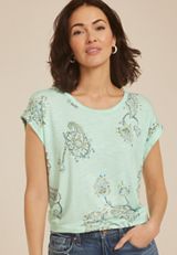 24/7 Clara Paisley Short Sleeve Tee, C9885, small