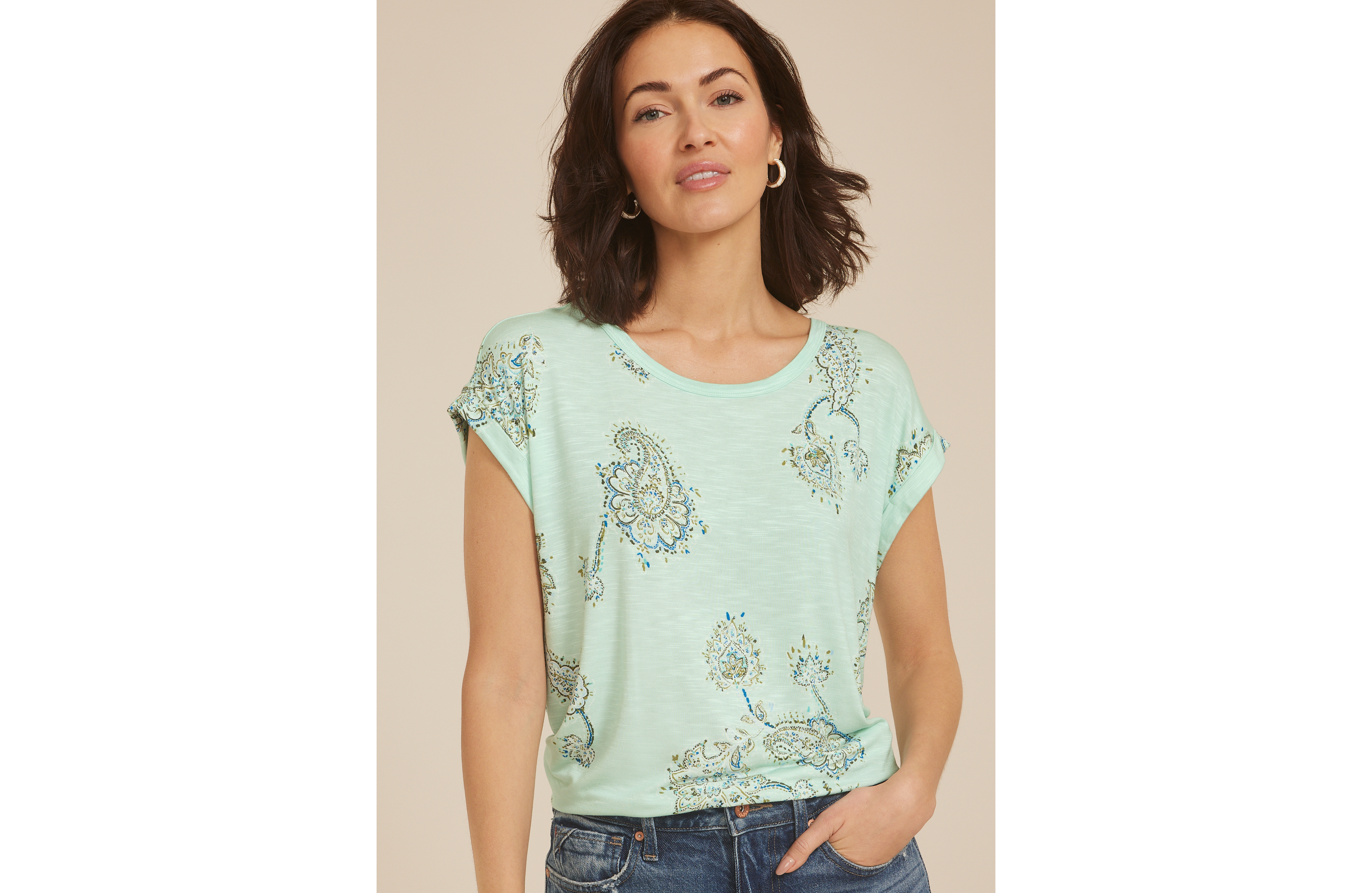 24/7 Clara Paisley Short Sleeve Tee