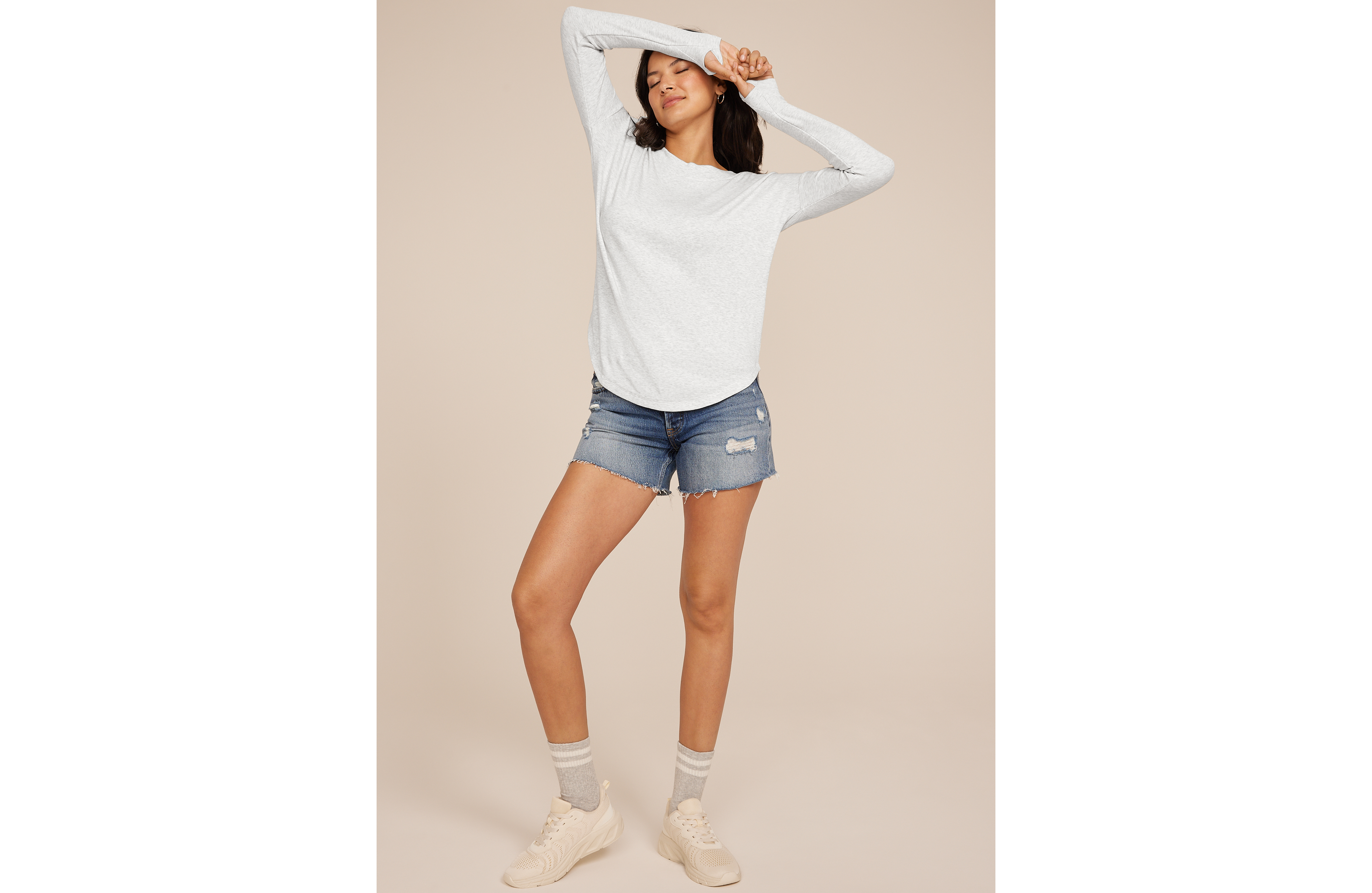 Heathered Brushed Ribbed Tunic Top