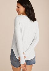 Heathered Brushed Ribbed Tunic Top, C3348, small