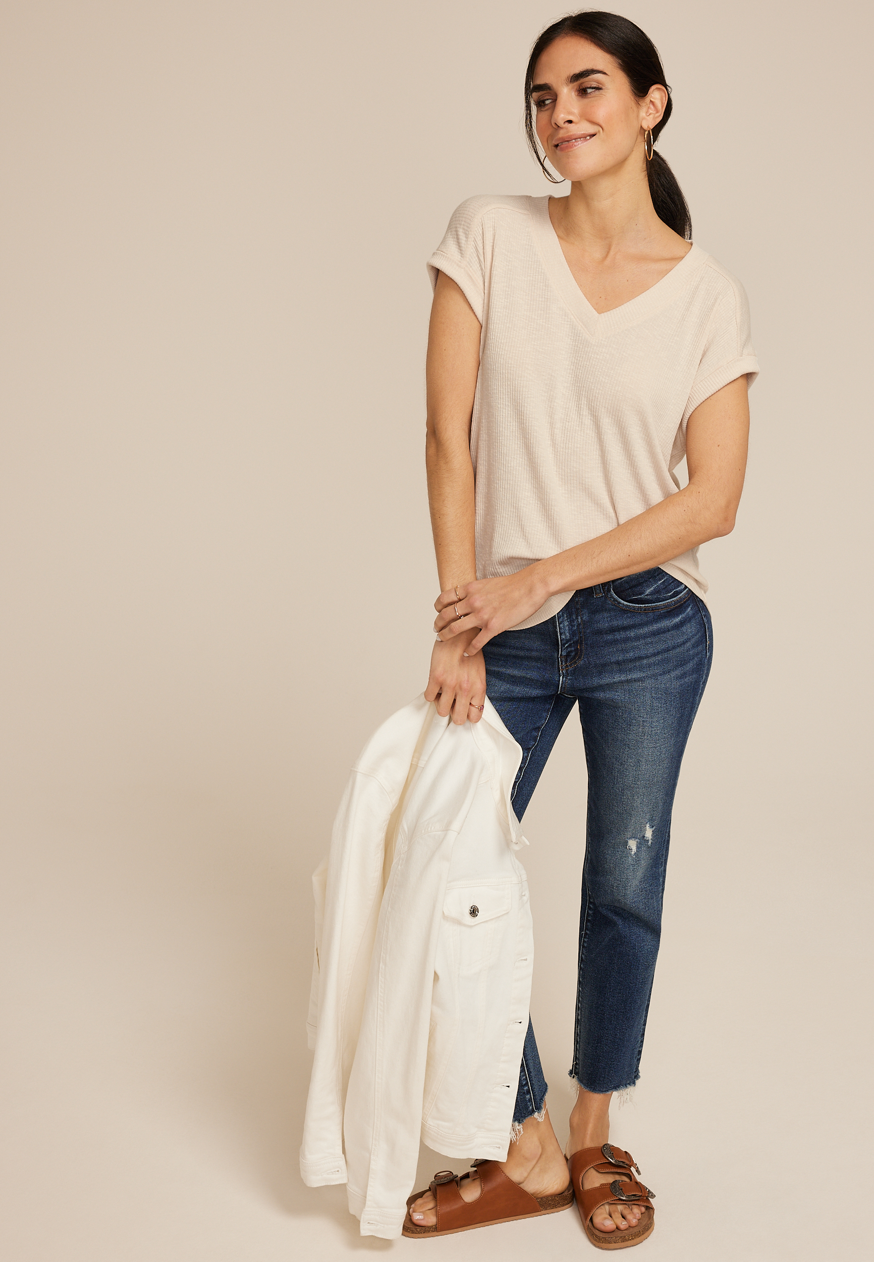 24/7 Berkley V Neck Tee, C2445, large