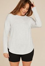 Plus Size Heathered Brushed Ribbed Tunic Top, C3348, small