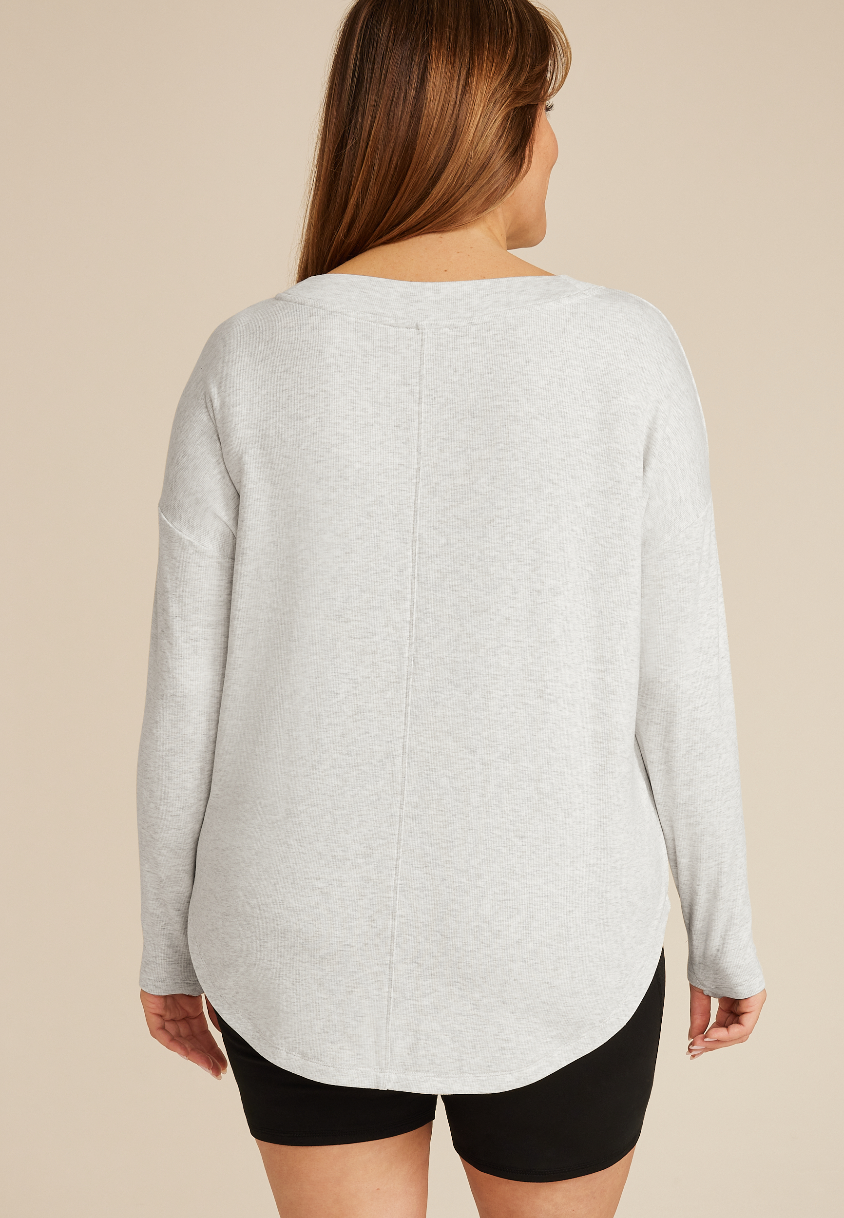 Plus Size Heathered Brushed Ribbed Tunic Top, C3348, large