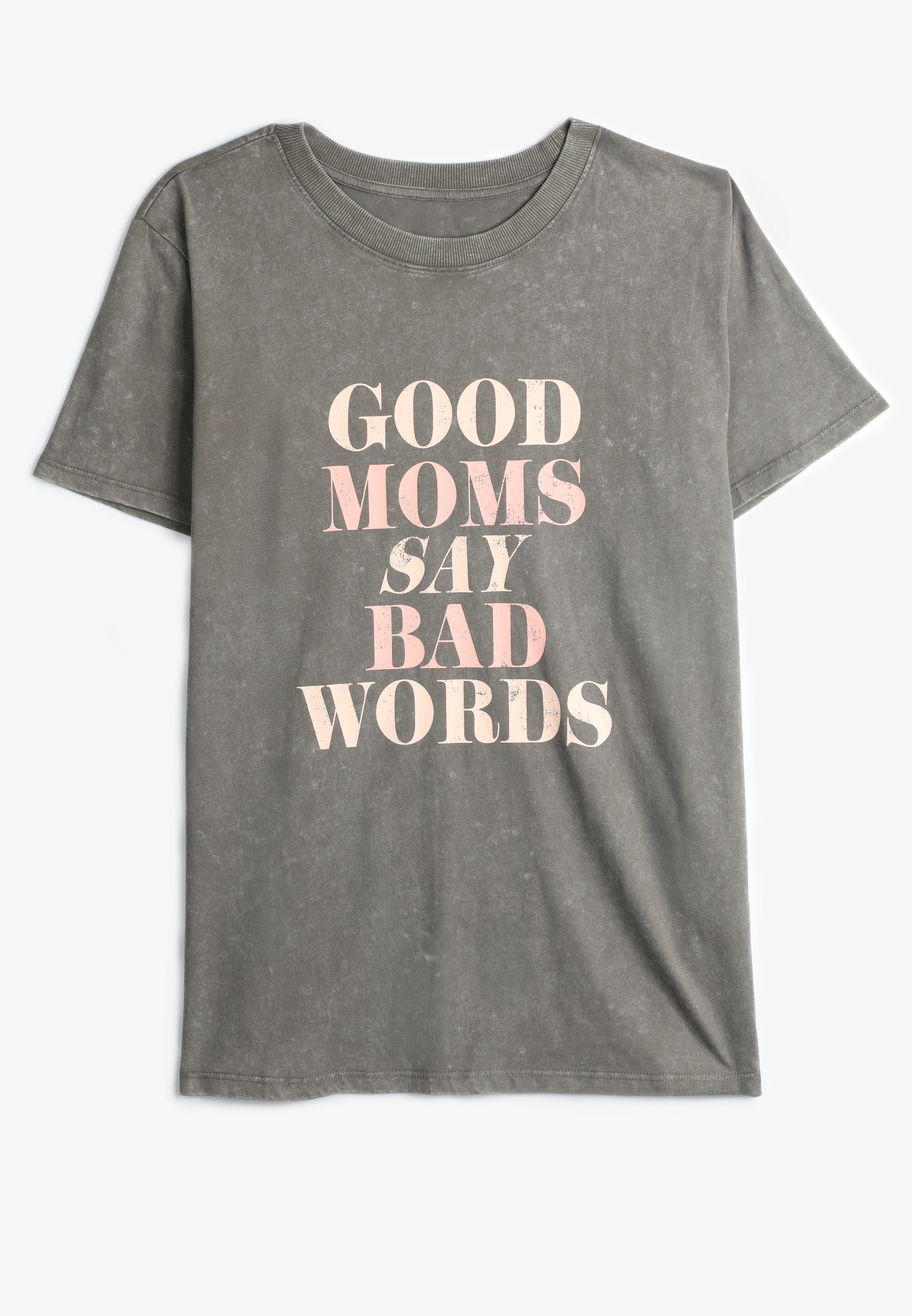 Good Moms Say Bad Words Oversized Fit Graphic Tee, GRAY, large