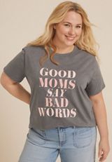 Plus Size Good Moms Say Bad Words Oversized Fit Graphic Tee, C829, small