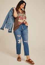 Plus Size Country Roads Classic Fit Graphic Tee, BROWN, small