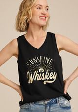 Sunshine And Whiskey Classic Fit Graphic Tank Top, BLACK, small