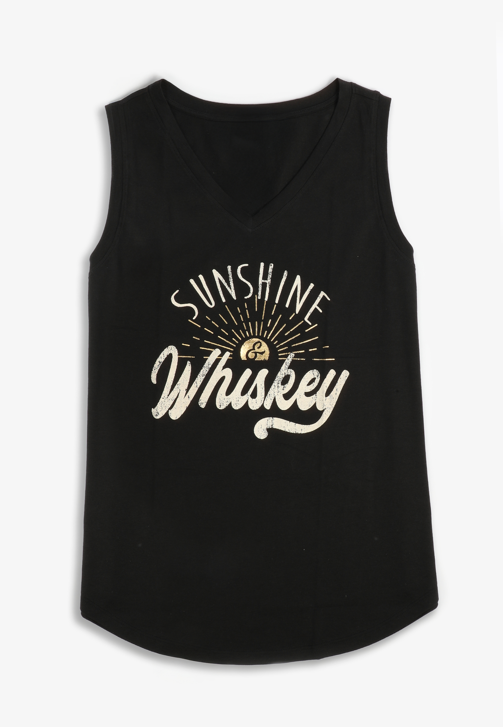 Sunshine And Whiskey Classic Fit Graphic Tank Top, BLACK, large