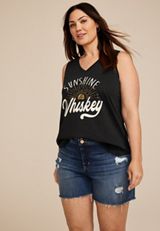 Plus Size Sunshine And Whiskey Classic Fit Graphic Tank Top, BLACK, small