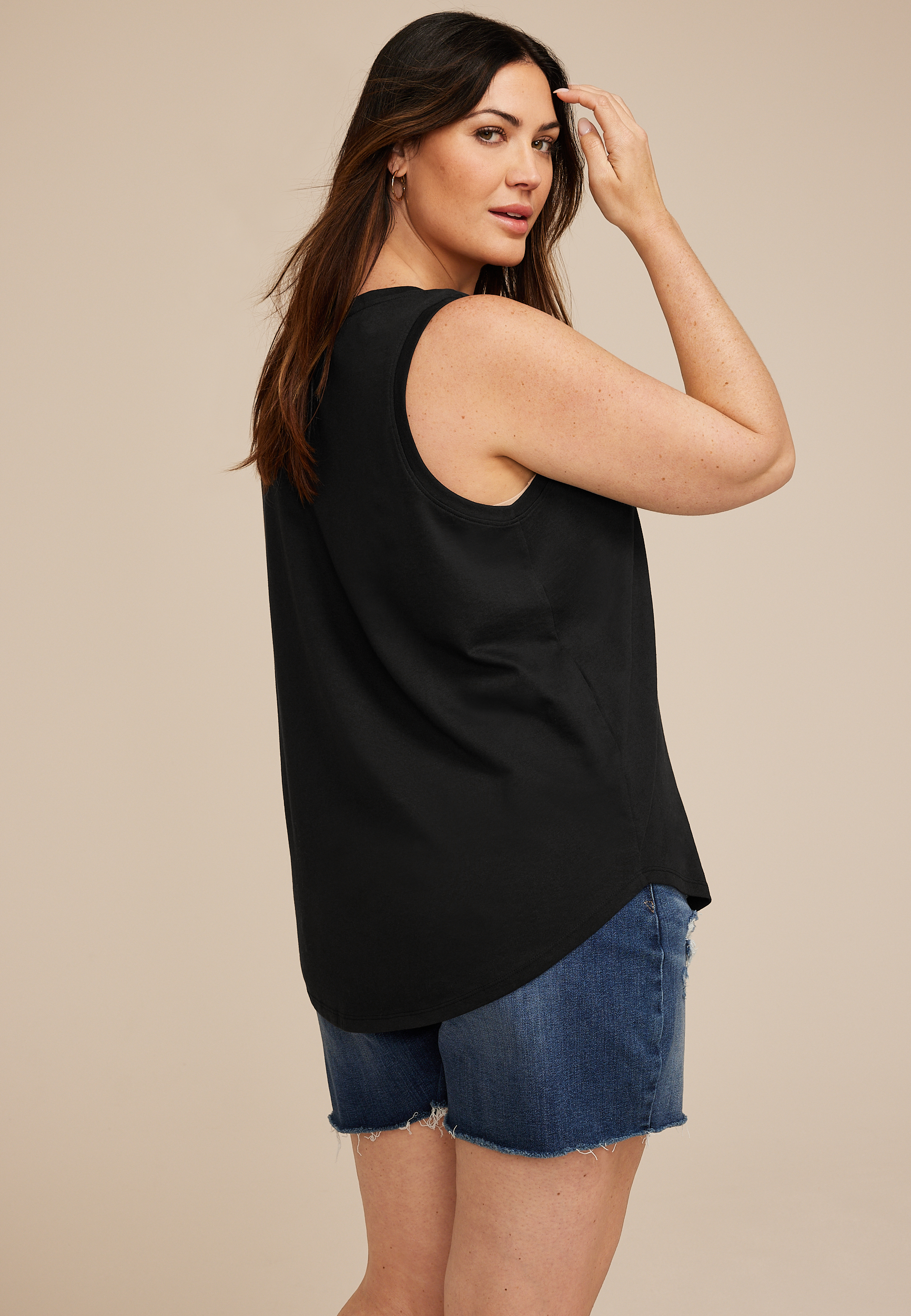 Plus Size Sunshine And Whiskey Classic Fit Graphic Tank Top, BLACK, large
