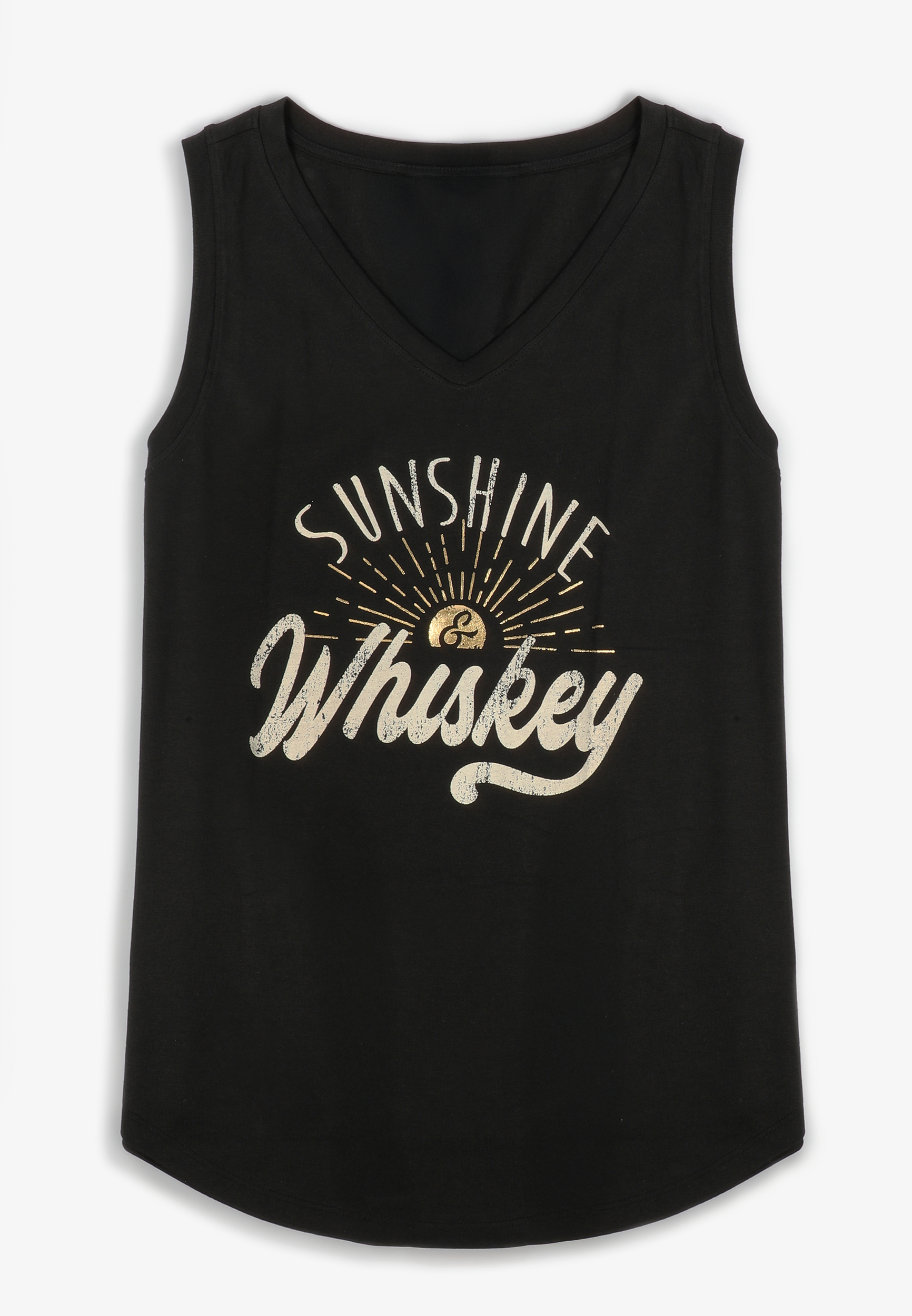 Plus Size Sunshine And Whiskey Classic Fit Graphic Tank Top, BLACK, large