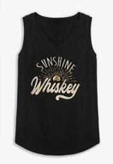 Plus Size Sunshine And Whiskey Classic Fit Graphic Tank Top, BLACK, small
