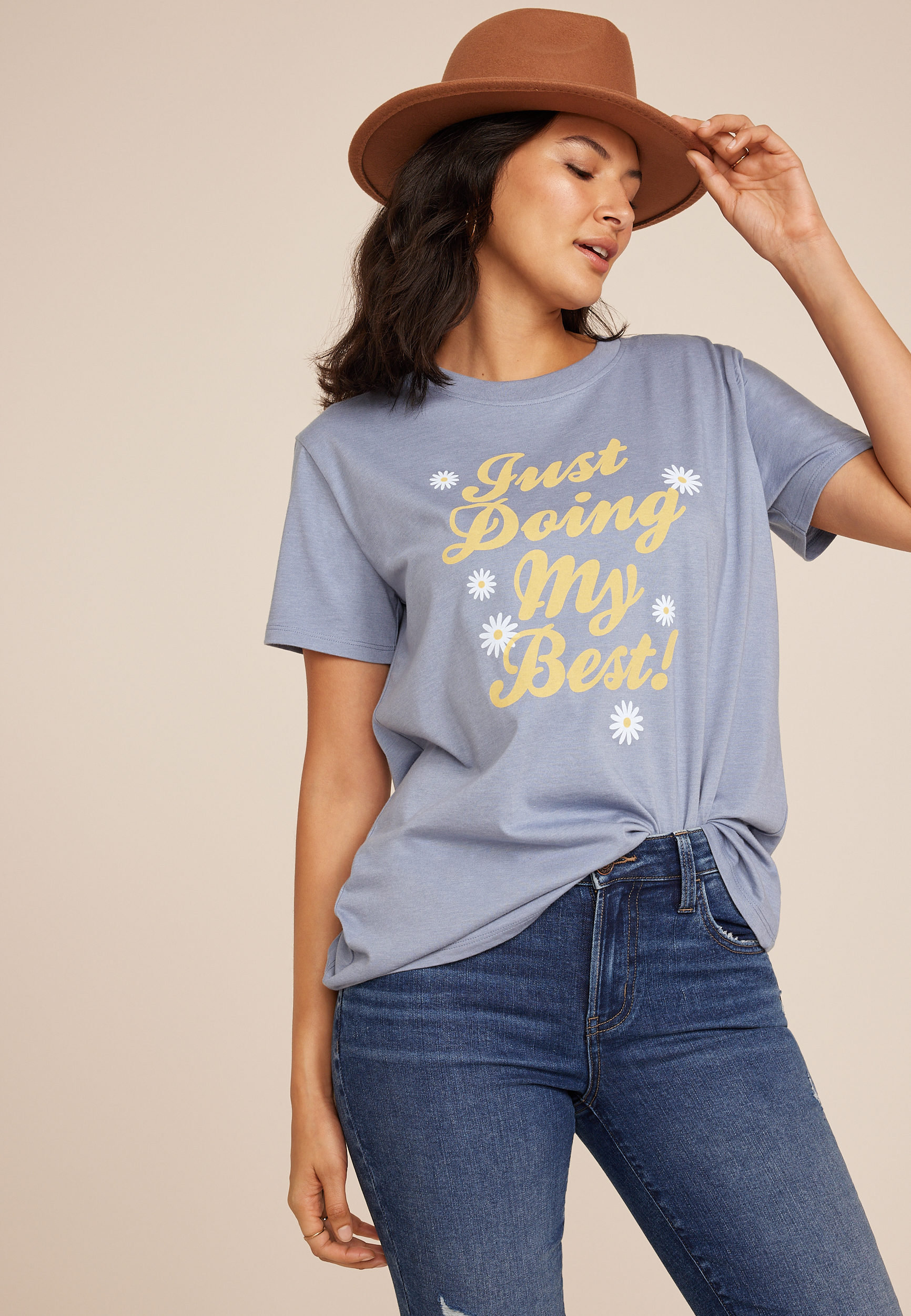 Just Doing My Best Oversized Fit Graphic Tee, , large