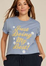 Plus Size Just Doing My Best Oversized Fit Graphic Tee, Blue Fade, small