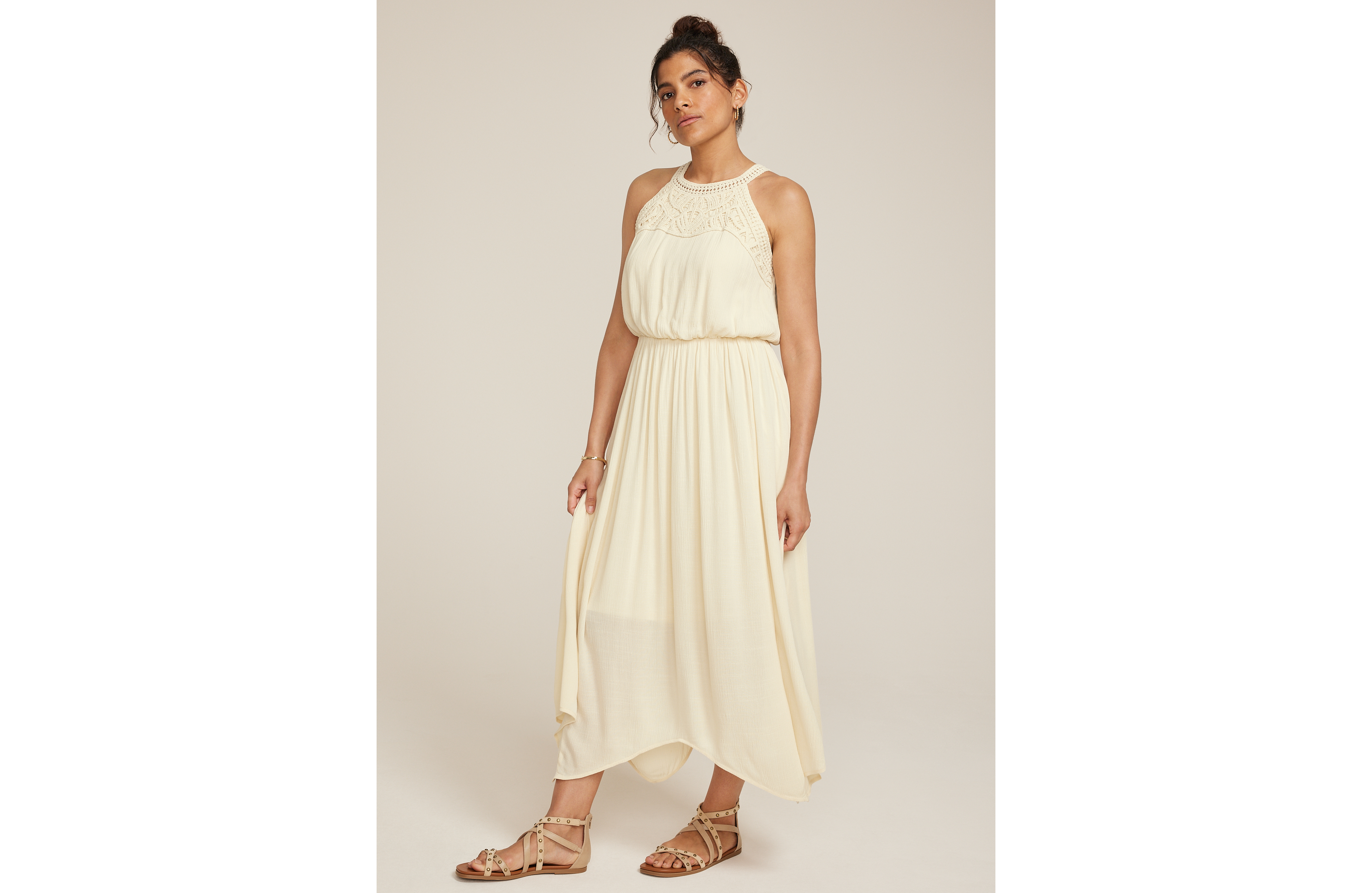 Bare Crochet Halter Neck Midi Dress