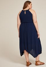 Plus Size Bare Crochet Halter Neck Midi Dress, , small