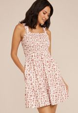 Bare Floral Smocked Mini Dress, C3986, small