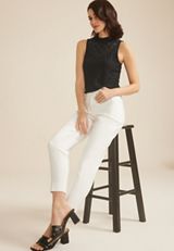 Lace Mock Neck Tank Top, , small