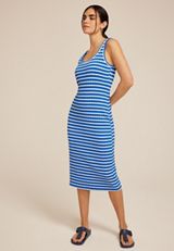 24/7 Bare Striped Textured Midi Dress, , small