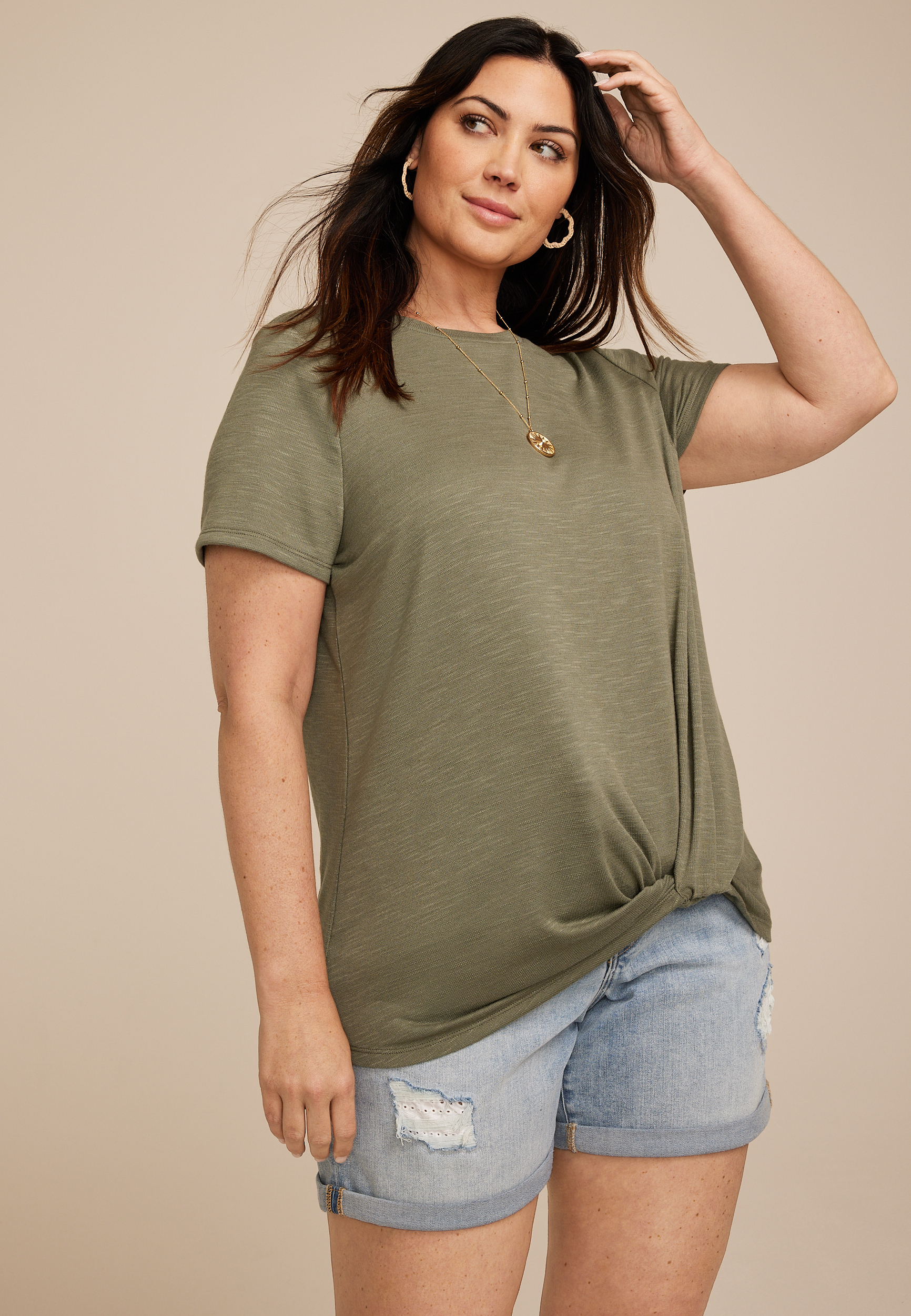 Plus Size 24/7 Austin Knot Hem Tee