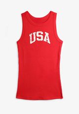 USA Ribbed High Neck Graphic Tank Top, C2946, small