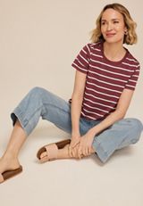 24/7 Austin Striped Knot Hem Tee, , small