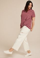 Plus Size 24/7 Austin Striped Knot Hem Tee, , small