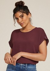 Button Front Dolman Short Sleeve Blouse