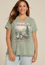 Plus Size Adventure Is Out There Classic Fit Graphic Tee, ICED SPRUCE, small