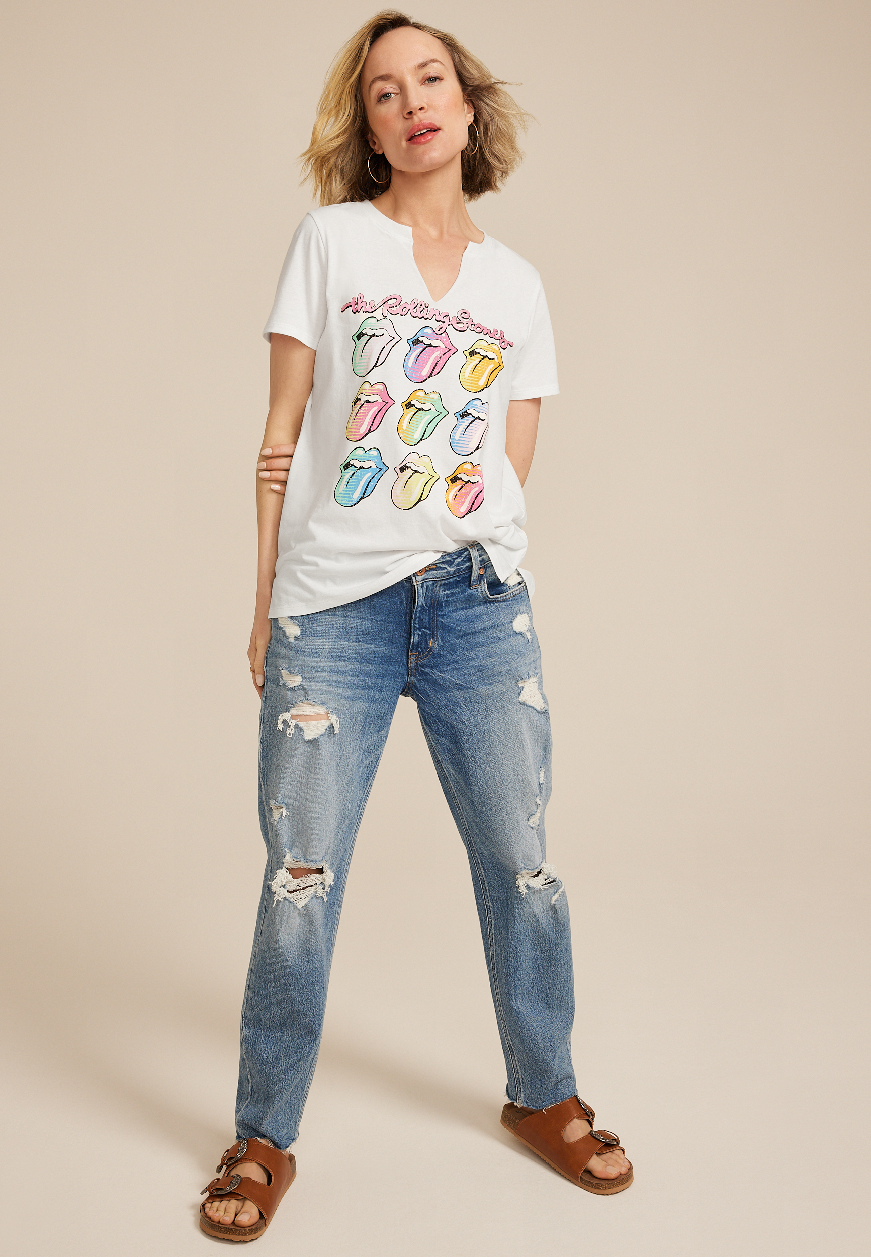 The Rolling Stones Classic Fit Graphic Tee, SOFT WHITE, large