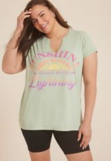 Plus Size Sunshine Mixed With Lightning Classic Fit Graphic Tee, C9826, small