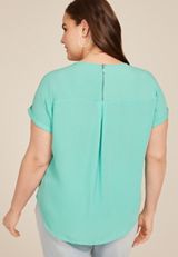 Plus Size Delton Zipper Back Blouse, , small