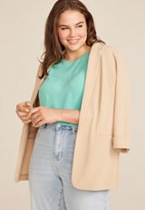 Plus Size Delton Zipper Back Blouse, , small