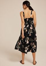 Bare Ruched Square Neck Midi Dress, , small