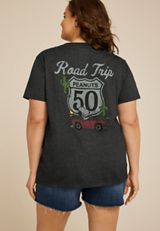 Plus Size Peanuts Road Trip Oversized Fit Graphic Tee, CHARCOAL, small