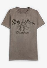 Stay Home Read Books Relaxed Fit Graphic Tee, C9247, small