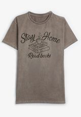 Plus Size Stay Home Read Books Relaxed Fit Graphic Tee, TWILIGHT MAUVE, small