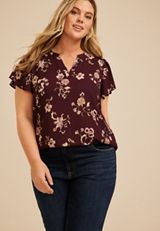 Plus Size Atwood Flutter Sleeve Blouse, C5032, small
