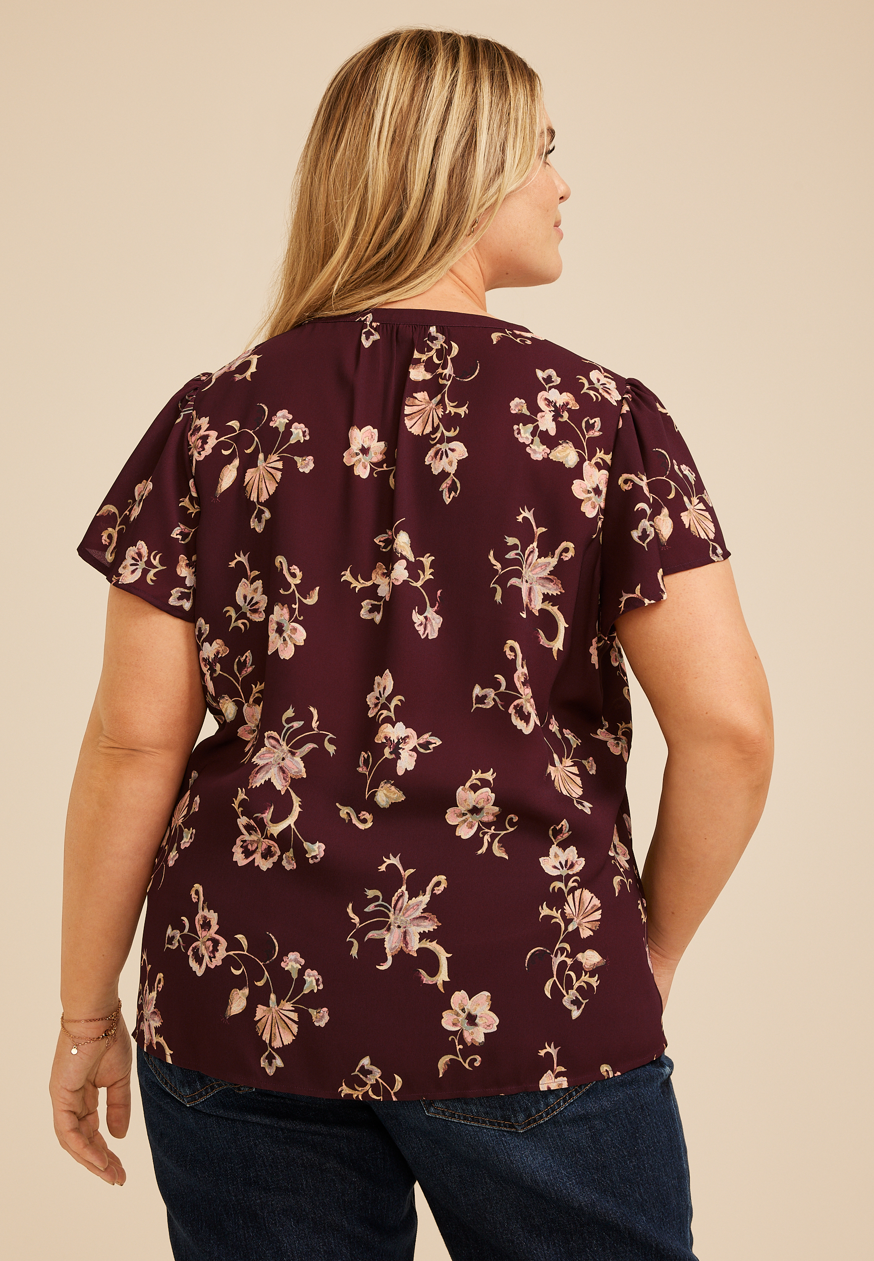 Plus Size Atwood Flutter Sleeve Blouse, C5032, large