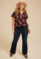 Plus Size Atwood Flutter Sleeve Blouse, C5032, small