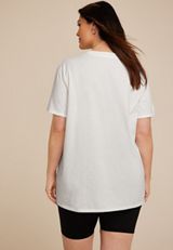 Plus Size Watercolor Floral Oversized Fit Graphic Tee, C4673, small