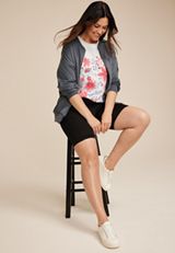 Plus Size Watercolor Floral Oversized Fit Graphic Tee, C4673, small