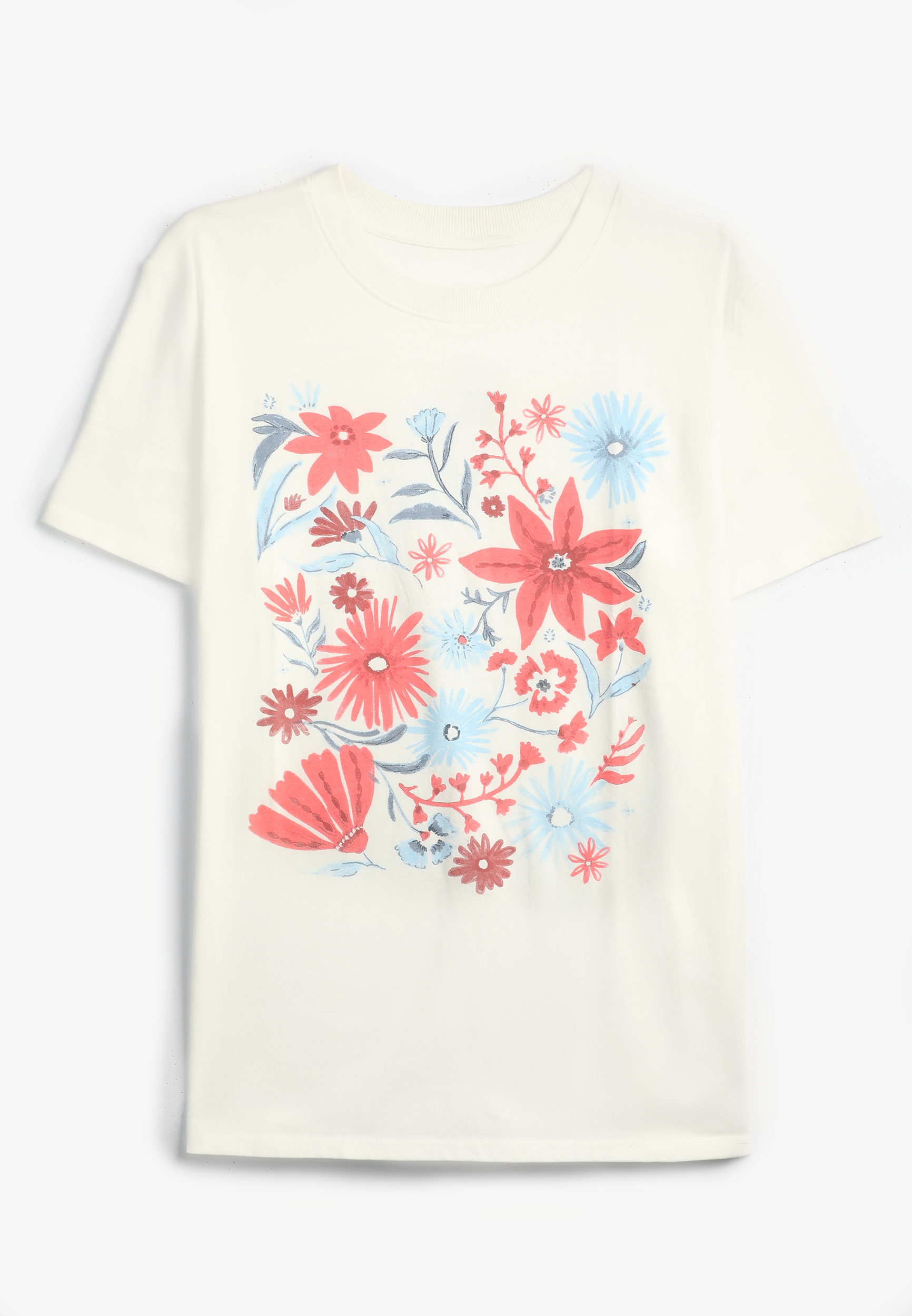Plus Size Watercolor Floral Oversized Fit Graphic Tee, C4673, large