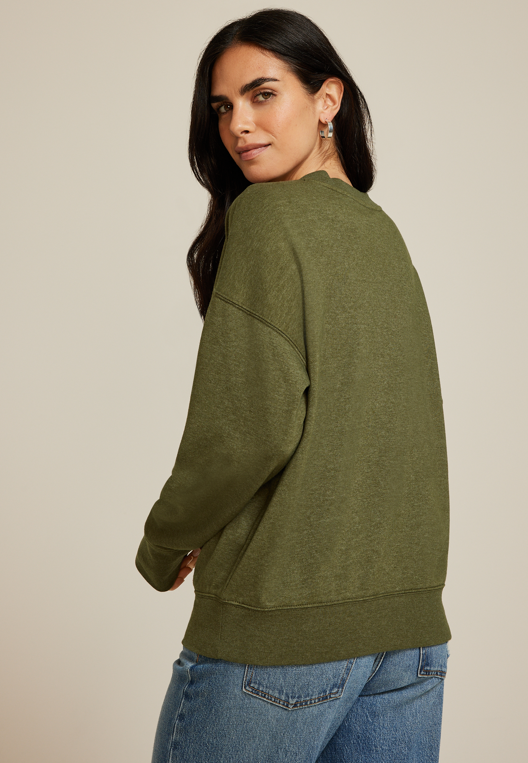 Embroidered Floral Sweatshirt, C9161, large