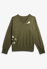 Embroidered Floral Sweatshirt, C9161, small