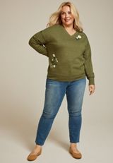 Plus Size Embroidered Floral Sweatshirt, C9161, small