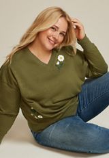 Plus Size Embroidered Floral Sweatshirt, C9161, small