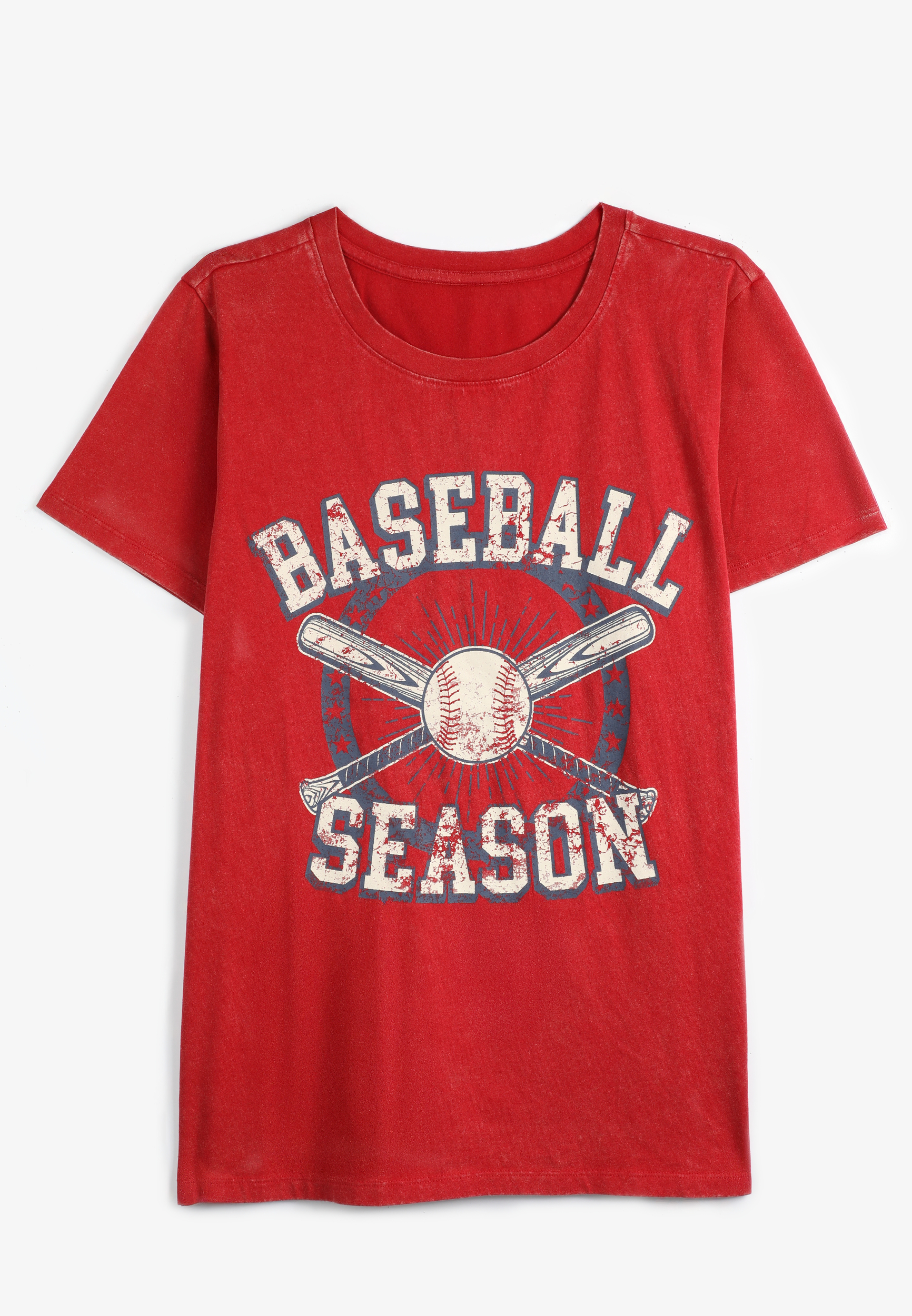 Plus Size Baseball Season Classic Fit Graphic Tee, RED, large