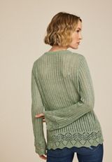 Open Stitch Bell Sleeve Sweater, C4610, small