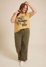 Plus Size Stay Humble And Kind Relaxed Fit Graphic Tee, GOLDEN WHEAT, small